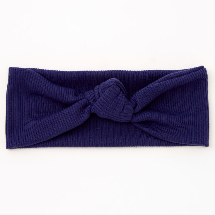 Ribbed Knotted Headwrap - Navy,