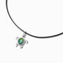 Silver-tone Mood Turtle Cord Pendant Necklace,