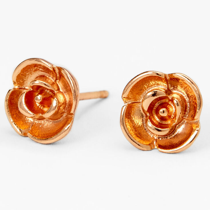 18kt Gold Plated Rose Stud Earrings | Claire's US