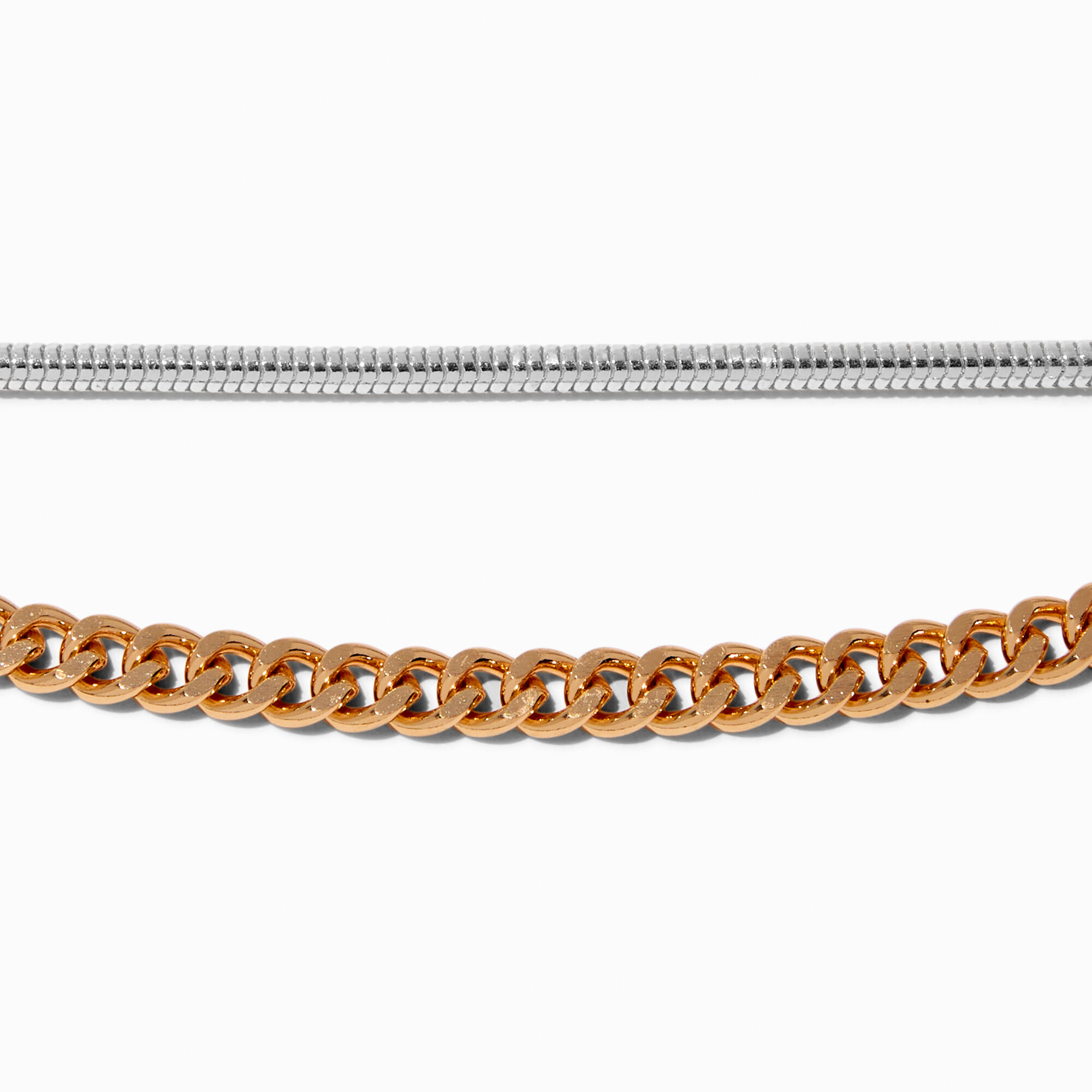 Mixed Metal Curb & Snake Chain Bracelet,