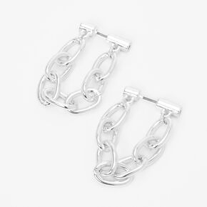 Silver 1&quot; Chunky Chainlink Front &amp; Back Drop Earrings,