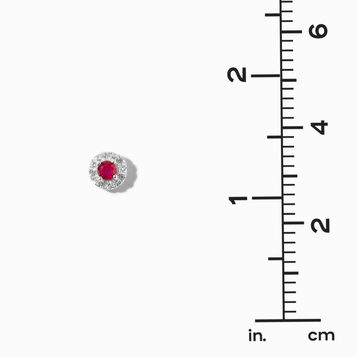 Sterling Silver 8MM Cubic Zirconia Ruby Halo Stud Earrings,