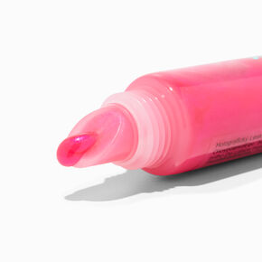 Tube de gloss rose vif brillant holographique,