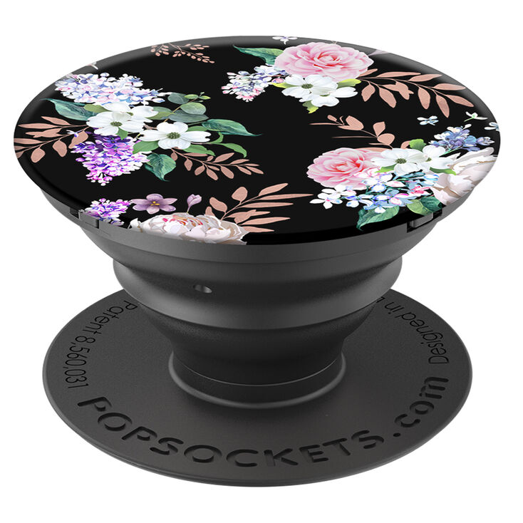 PopSocket PopGrip noir &agrave; motif floral,