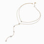 Gold-tone Cubic Zirconia Delicate Drip Y-Neck Multi-Strand Necklace,
