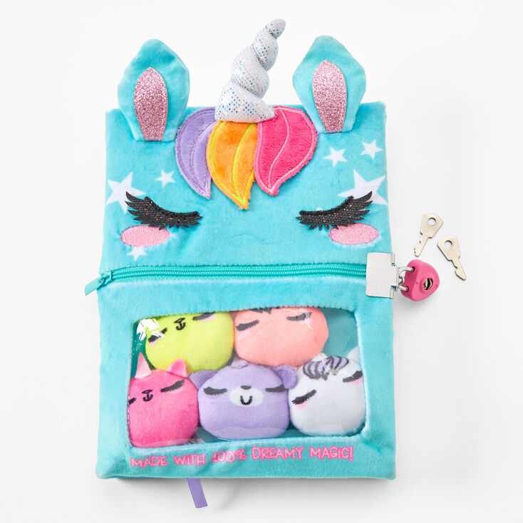 Unicorn Candy Furry Lock Diary - Aqua,
