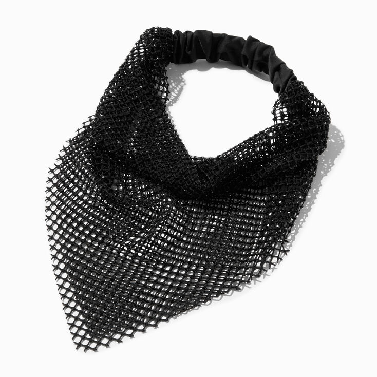 Black Diamante Mesh Head Scarf,