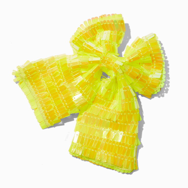 Claire&#39;s Club Yellow Square Sequin Hair Bow Clip,
