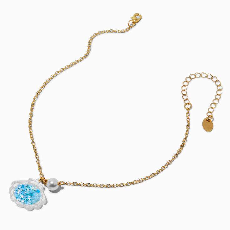 Claire&#39;s Club Blue Seashell Shaker Pendant Necklace,