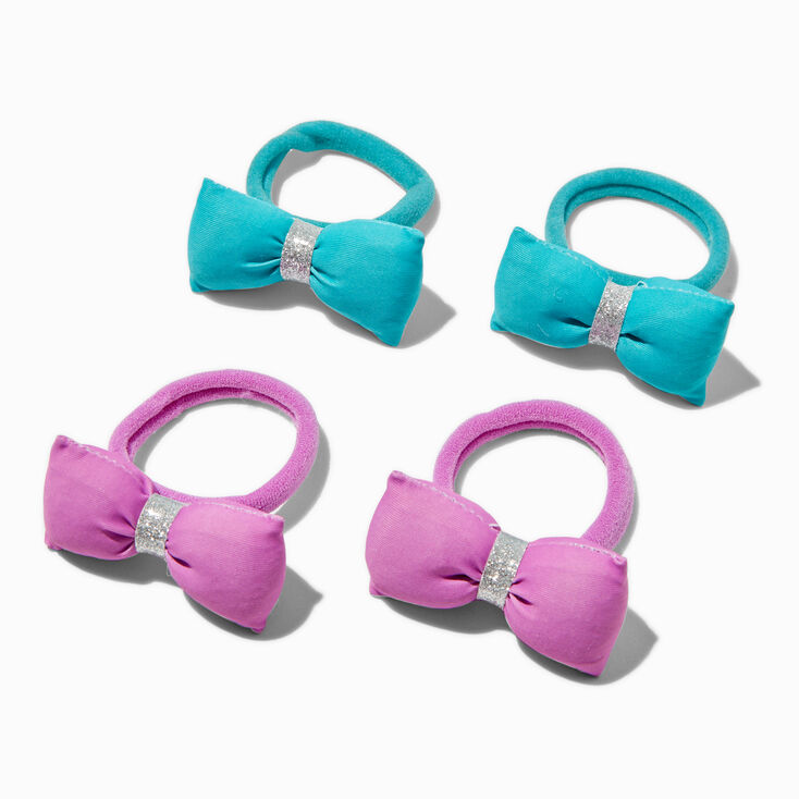 Claire&#39;s Club Glitter Puffy Bow Hair Ties - 4 Pack,