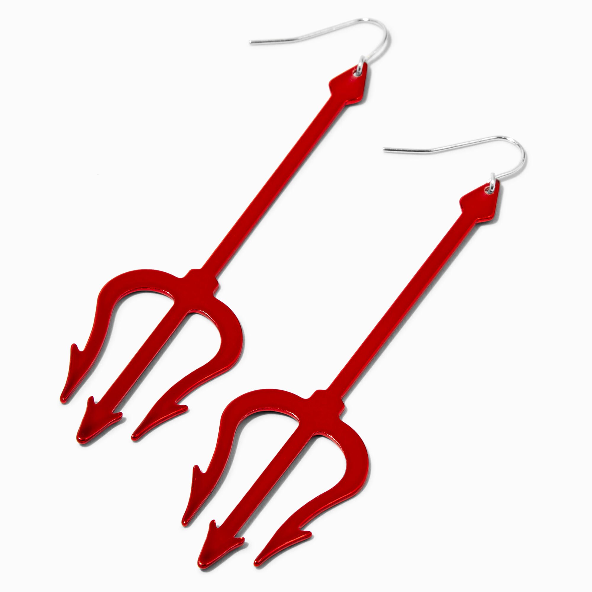 Red Devil Pitchfork 3" Drop Earrings,