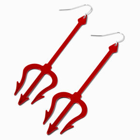 Red Devil Pitchfork 3&quot; Drop Earrings,