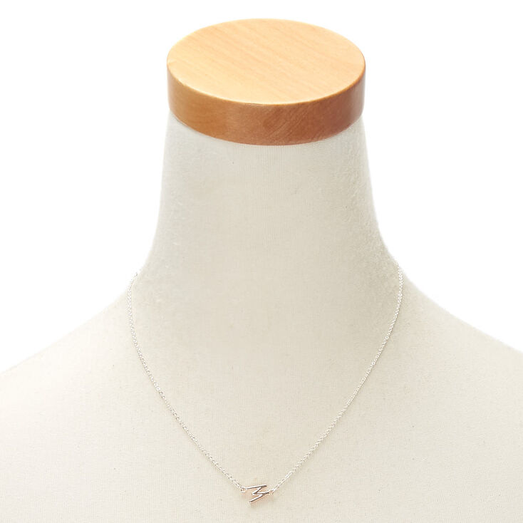 Mixed Metal Sideways Initial Pendant Necklace - W,