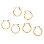 Gold 20MM Textured Hoop Earrings - 3 Pack,