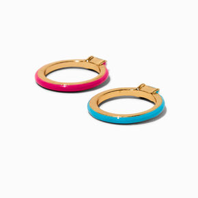 Pink &amp; Blue Enamel Ring Stack - 2 Pack,