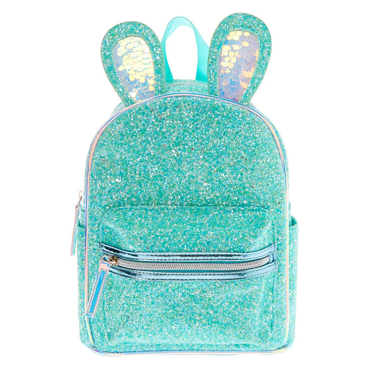 Claire's Mini sac à dos lapin pailleté - Vert menthe