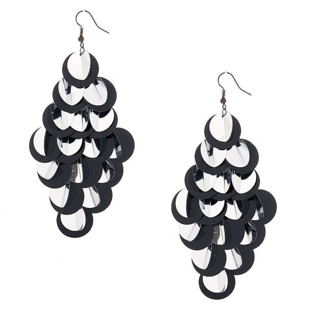 Black sequin earrings cheap