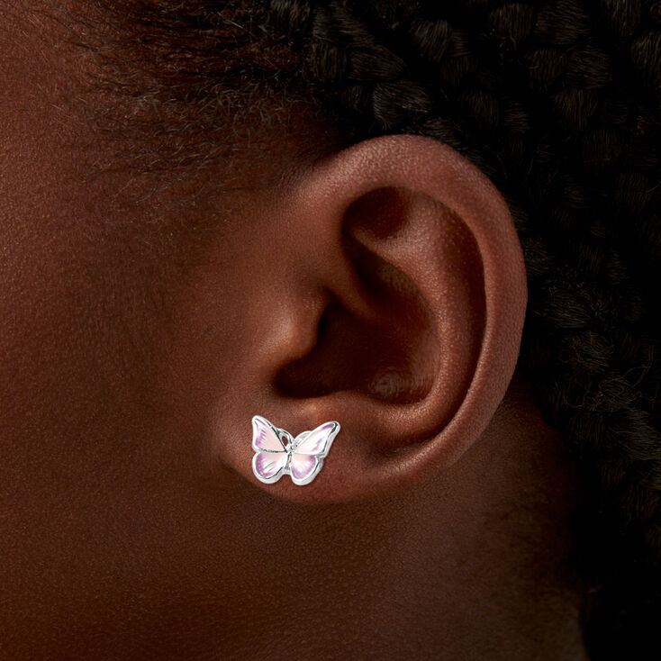 Pink &amp; Purple Ombr&eacute; Butterfly Stud Earrings,
