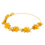 Couronne de fleurs jaune moutarde couleur dor&eacute;,