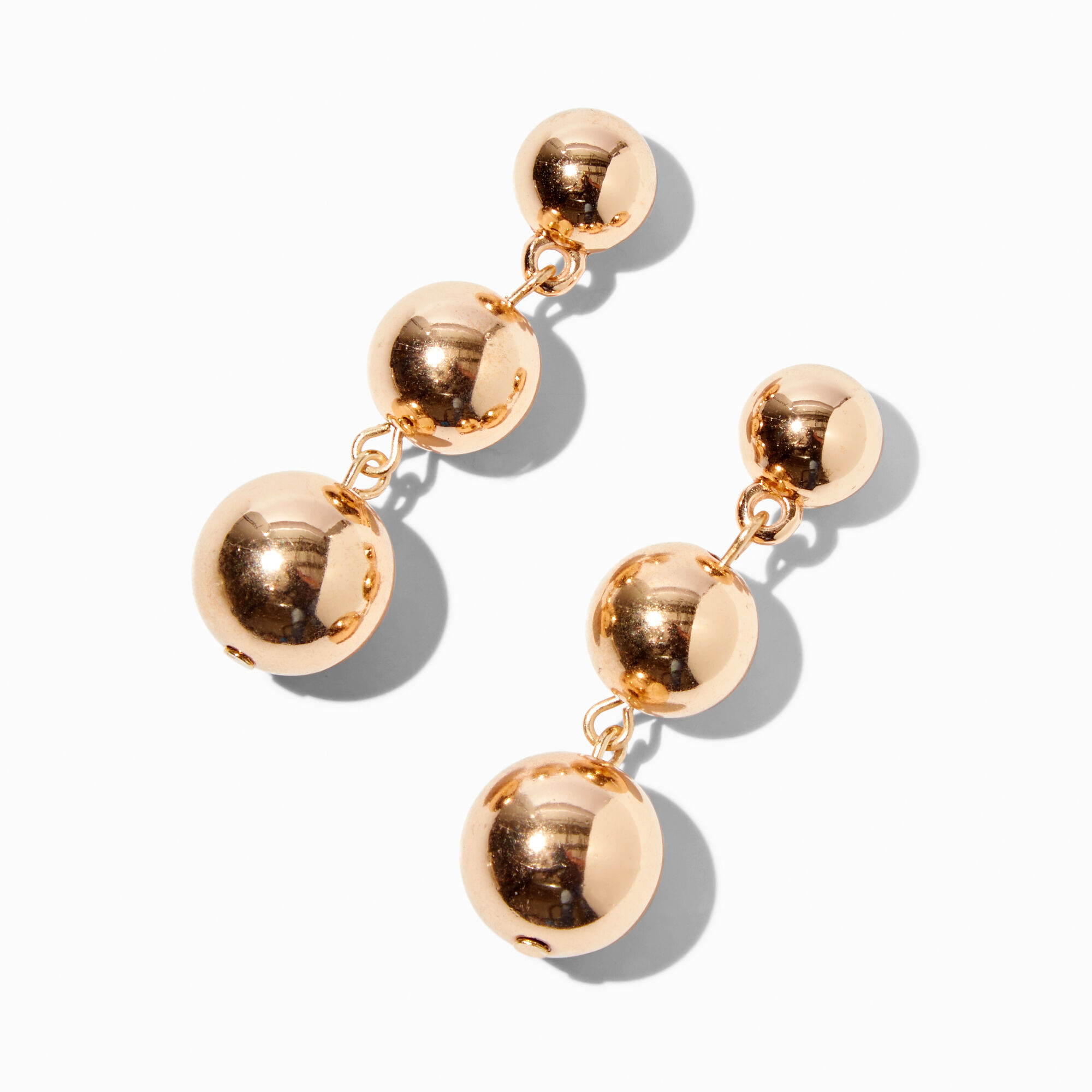 Gold-tone Graduated Ball Linear Drop Earrings Earrings,