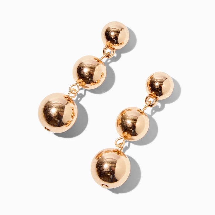 Gold-tone Graduated Ball Linear Drop Earrings Earrings,
