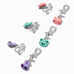 Cat, Frog &amp; Bunny Clip-On Earrings - 3 Pack,