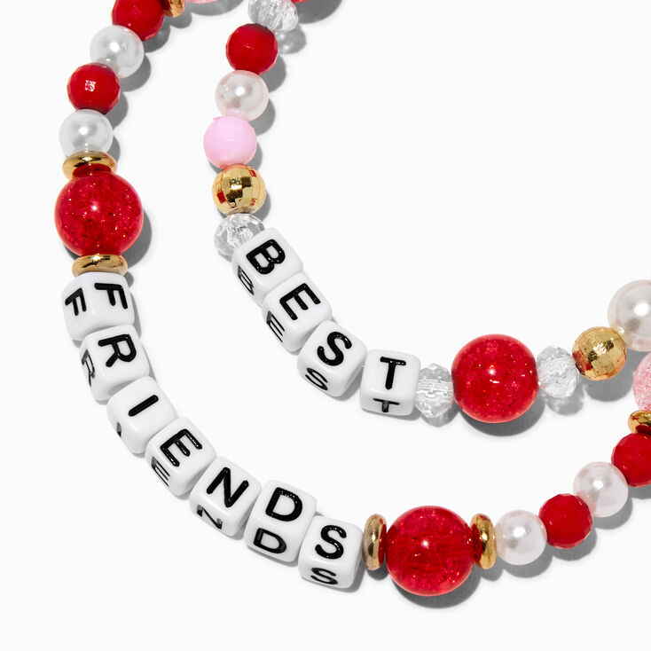 Porte-cl&eacute;s perl&eacute;s cerise best friends - Lot de 2,