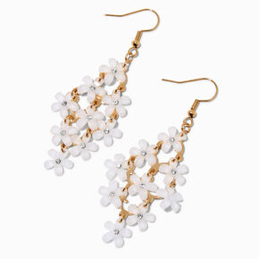 White Daisy Chandelier Drop Earrings,