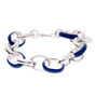 Silver Enamel Link Chain Bracelet - Blue,