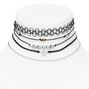 Silver Brave Star Mixed Choker Necklaces - Black, 5 Pack,