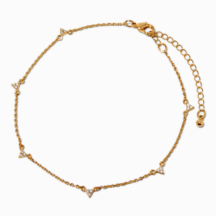 C LUXE by Claire's 18k Yellow Gold Plated Triangle Crystals Chain Anklet