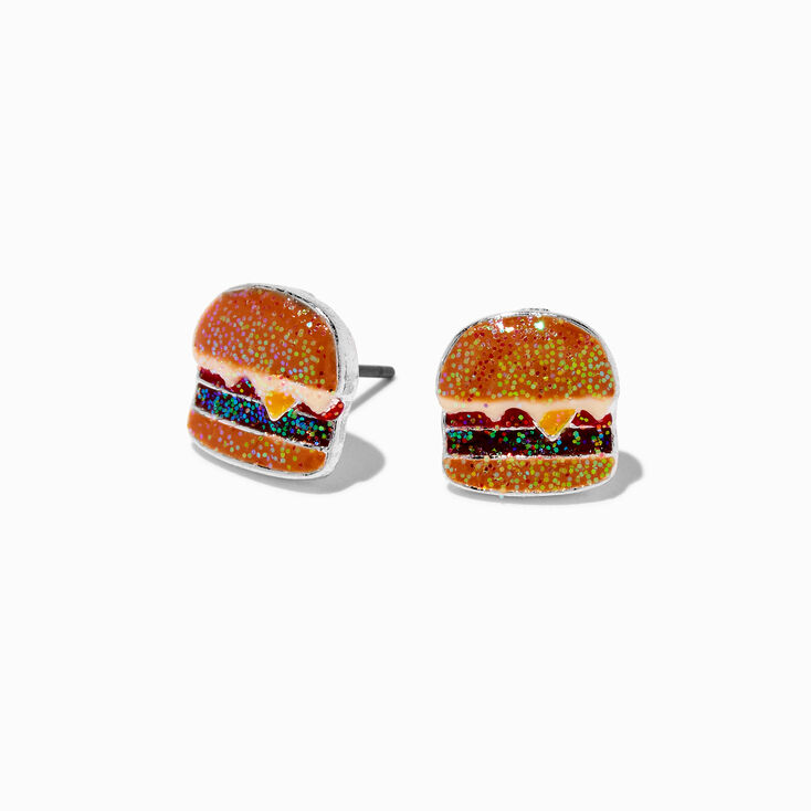 Clous d&#39;oreilles hamburger paillet&eacute;s,