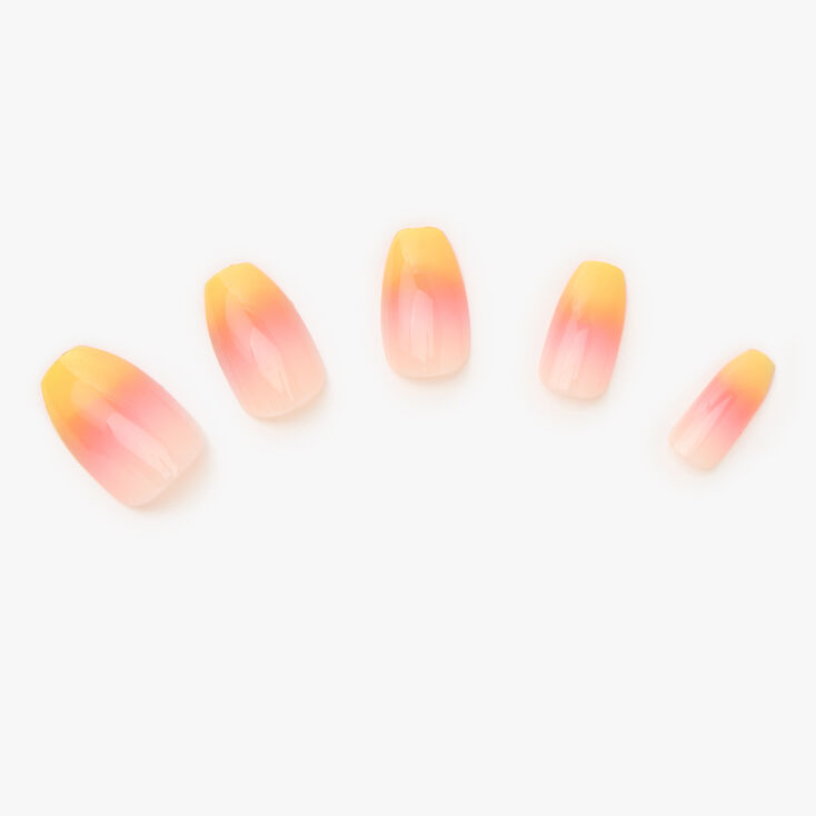 Lot de faux ongles ballerine avec d&eacute;grad&eacute; orange lever de soleil - Lot de 24,