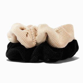 Black &amp; Ivory Ribbed Hair Scrunchies - 2 Pack,