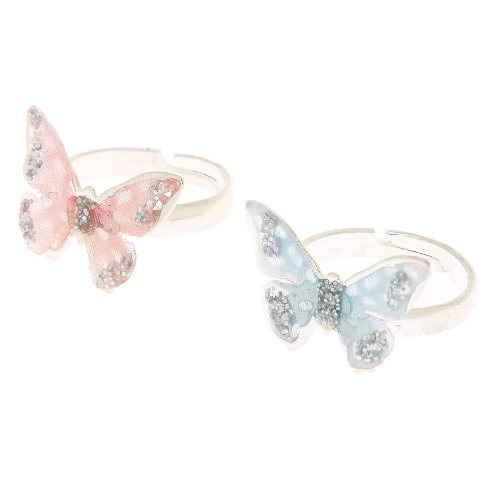 Pastel Tulle Butterfly Rings - 2 Pack,