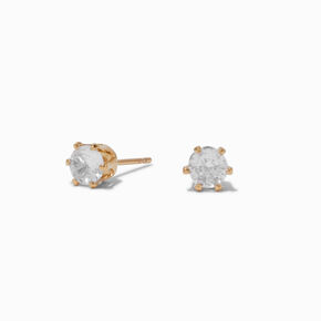 C LUXE by Claire&#39;s 18kt Gold Plated Cubic Zirconia 5mm Round Cupcake Stud Earrings,