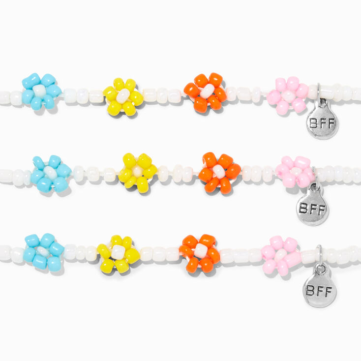 Best Friends Rainbow Daisy Stretch Bracelets - 3 Pack,