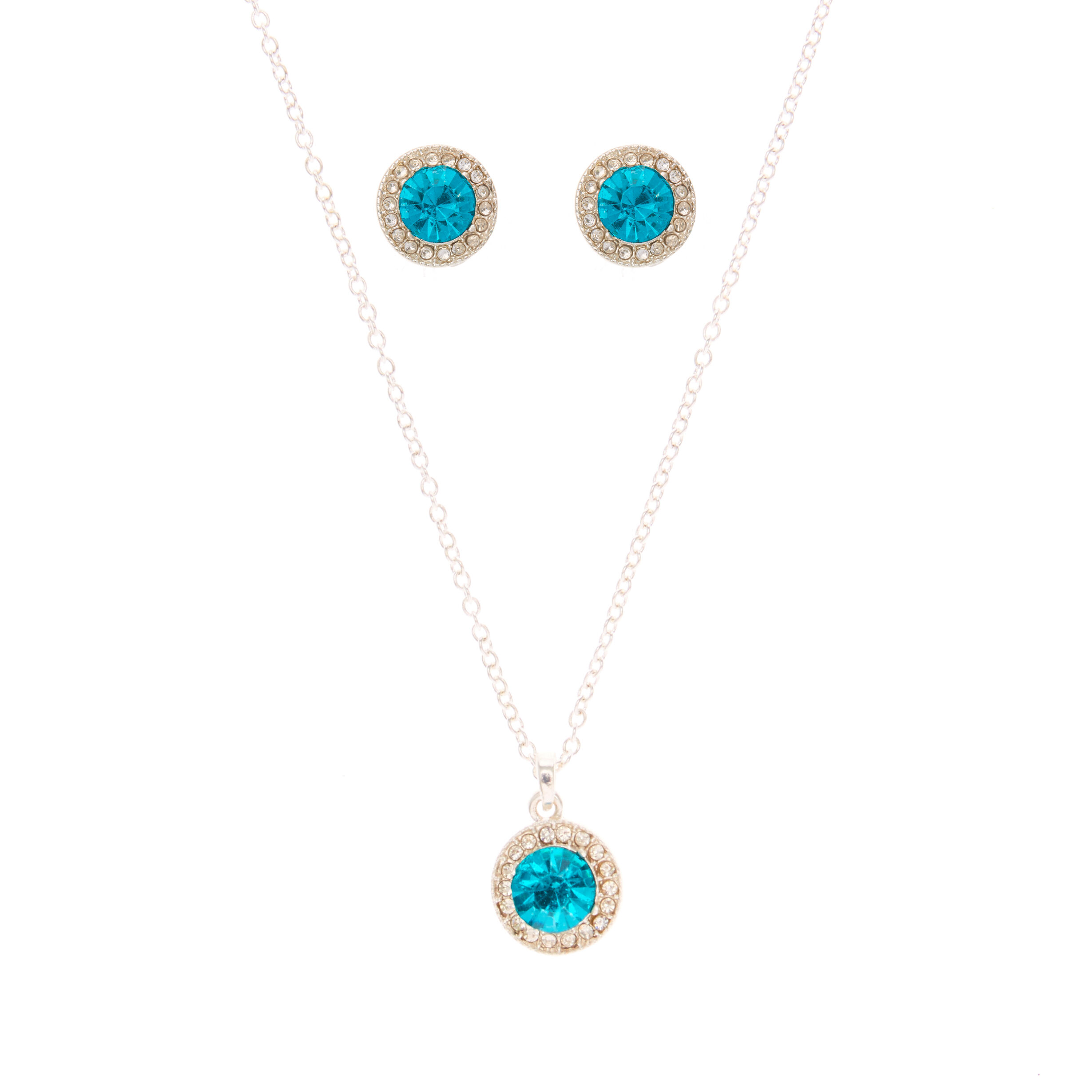 Vintage Style Silver & Blue Stone Jewellery Set,