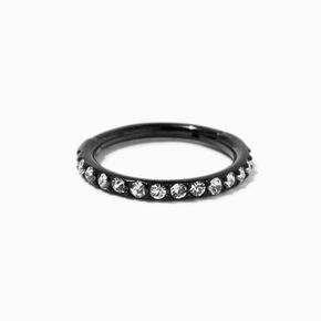 Black Titanium 18G Crystal Hoop Clicker Nose Hoop,