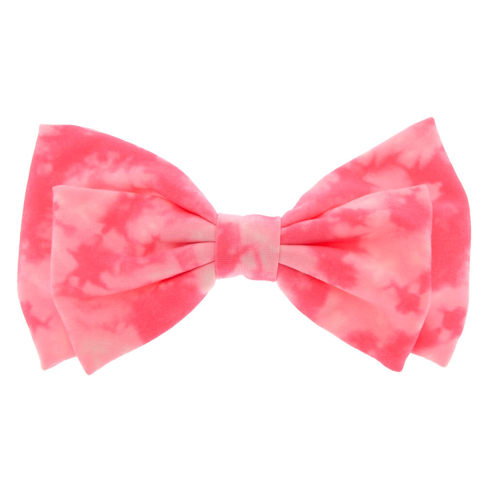 Neon Tie Dye Hair Bow Clip - Pink,