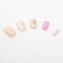 Bling Cluster Square Faux Nail Set - Pink, 24 Pack,