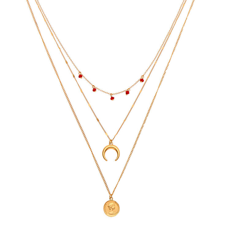 Claire's Collier multi-rangs avec pièce de style western couleur doré