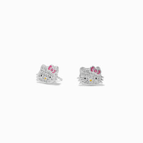 Sterling Silver Hello Kitty&reg; Pav&eacute; Crystal Stud Earrings,