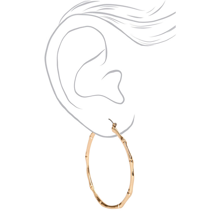 Gold 60MM Thin Bamboo Hoop Earrings,