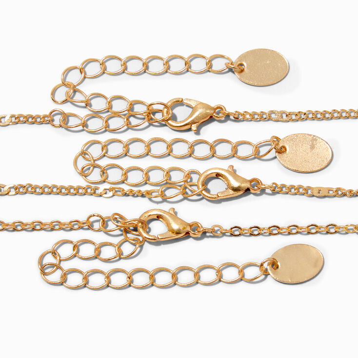 Gold Crescent Moon &amp; Turquoise Choker Necklaces - 3 Pack,