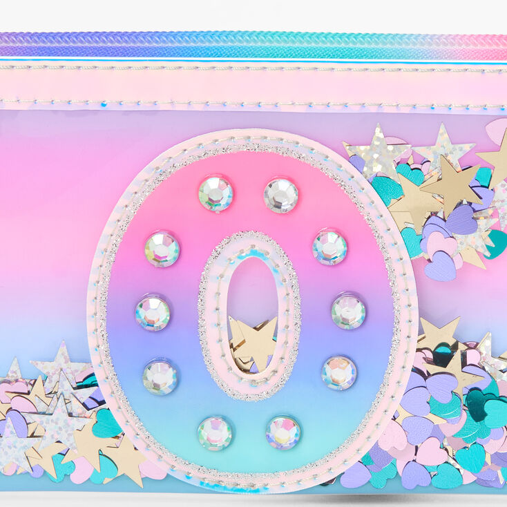 Iridescent Shakey Confetti Initial Coin Purse - O | Claire's US