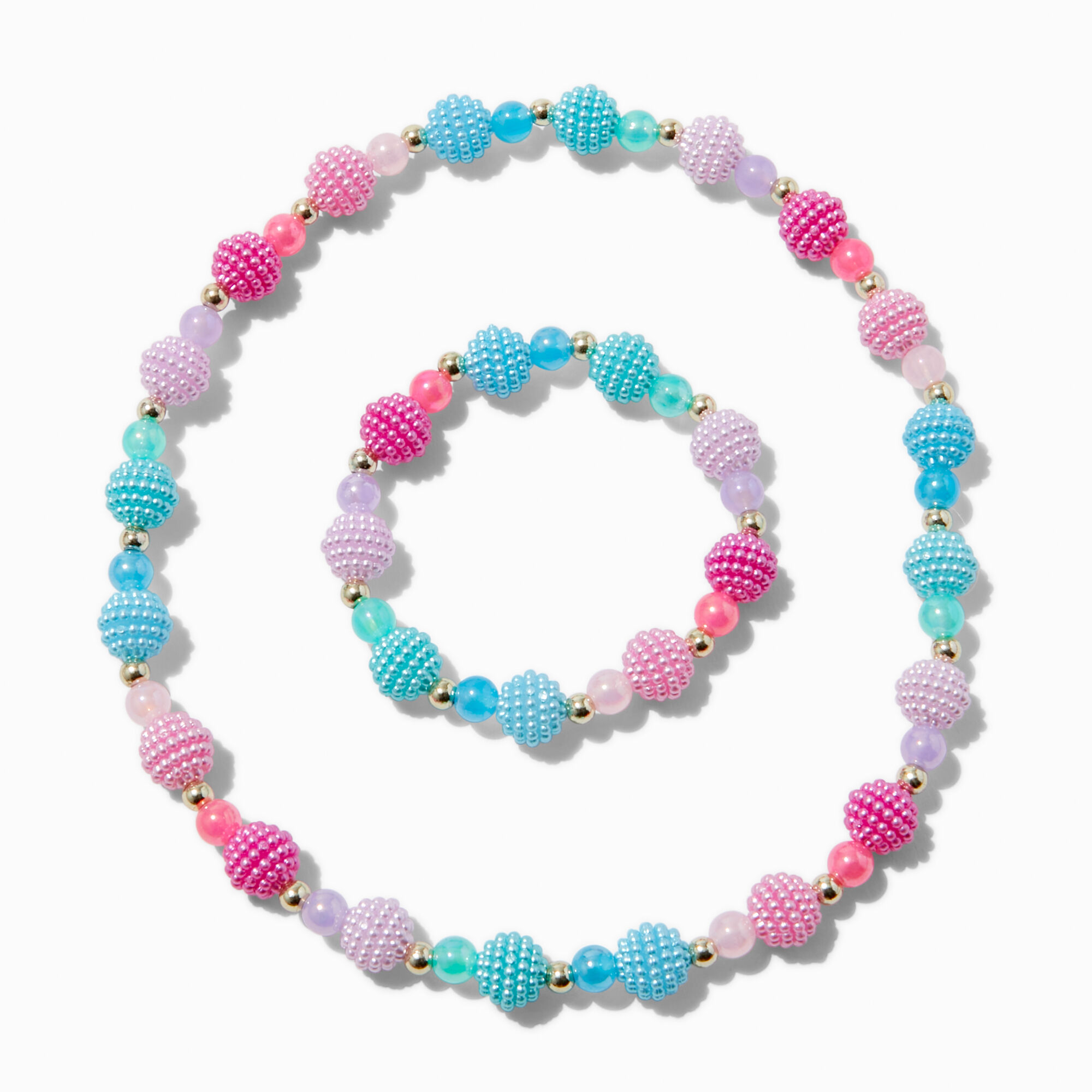Claire's Club Mermaid Textured Beaded Jewellery Set - 2 Pack,