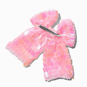 Claire&#39;s Club Pink Square Sequin Hair Bow Clip,