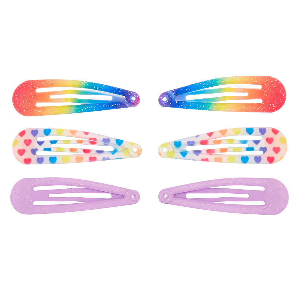 Claire's Club Rainbow Snap Hair Clips - 6 Pack,