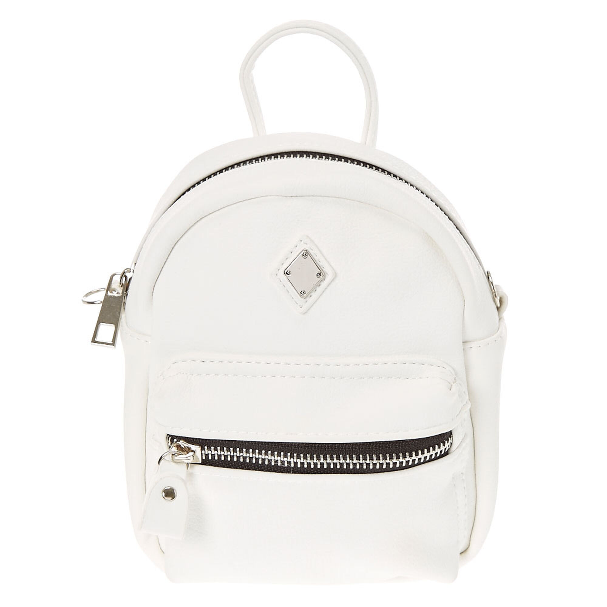 Faux Leather Mini Backpack Crossbody Bag - White
